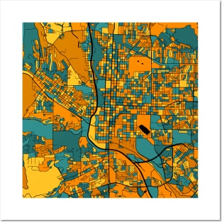 Colorado Springs Map Pattern in Orange & Teal Posters and Art